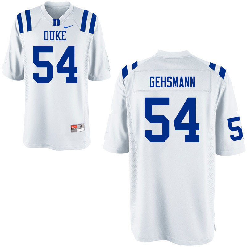 Men #54 Kevin Gehsmann Duke Blue Devils College Football Jerseys Sale-White